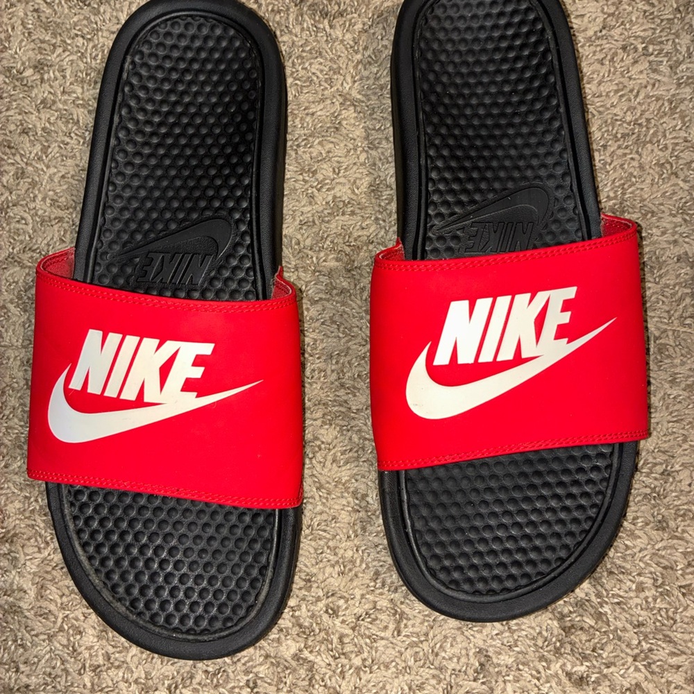Nike Bold Red and Black Slides